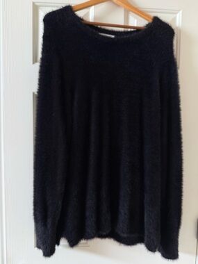 Old Navy Black Fuzzy Scoopneck Sweater